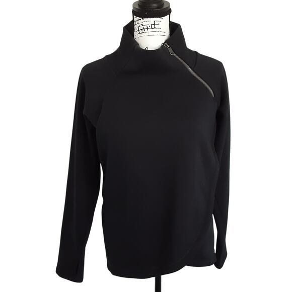 Athleta Cozy Karma Twist Neck Sweatshirt Black Womens XS Thumb Holes Athleisure - Picture 2 of 13
